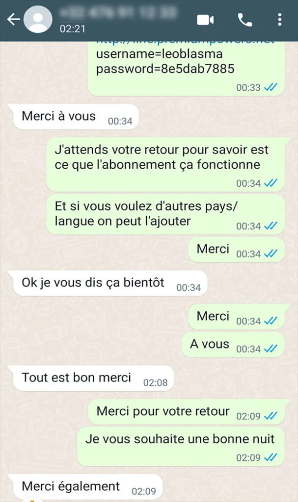 Avis client WhatsApp